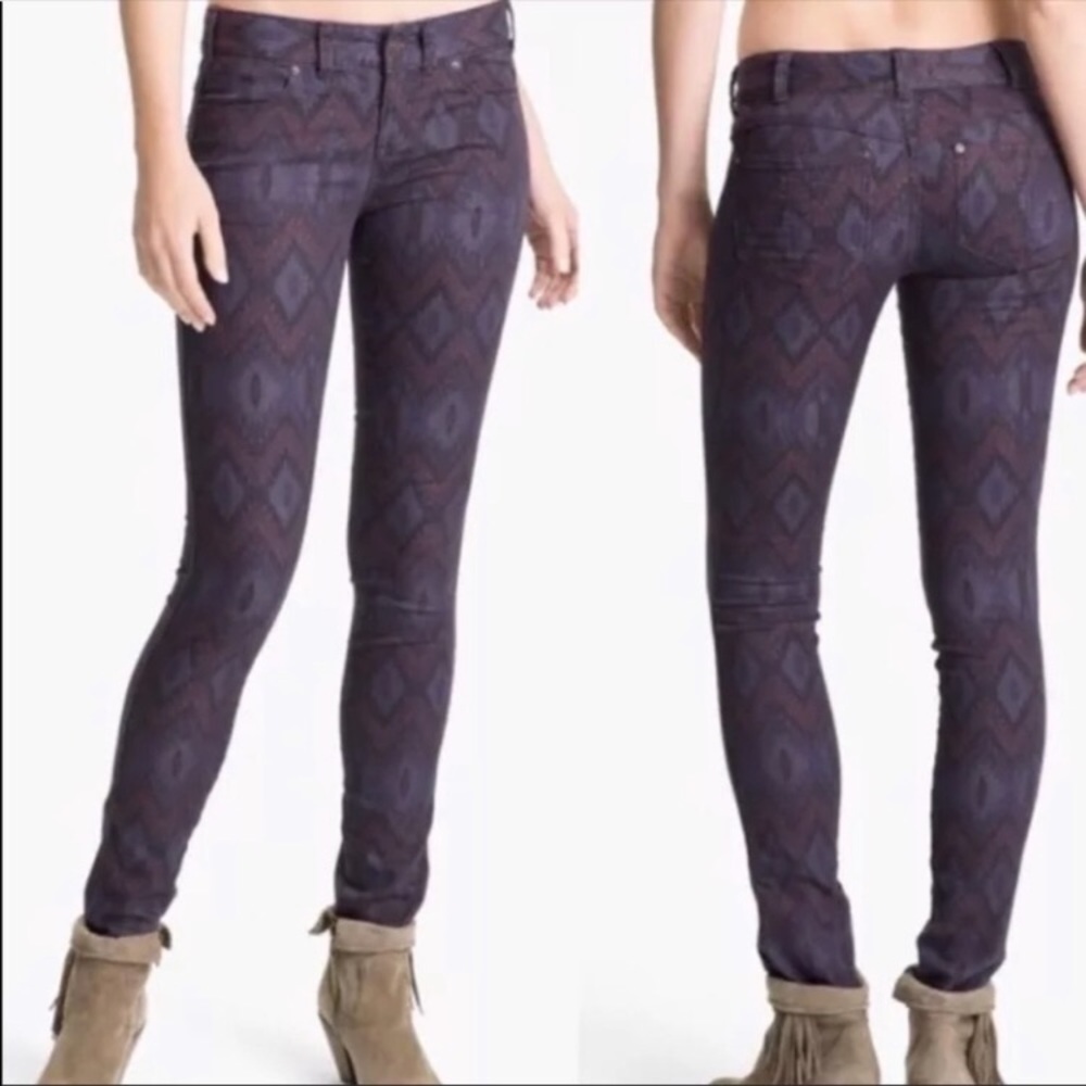 Free People | geometric print skinny jeans | 27